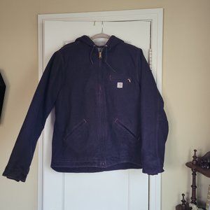 Sherpa lined canvas coat, eggplant, size large